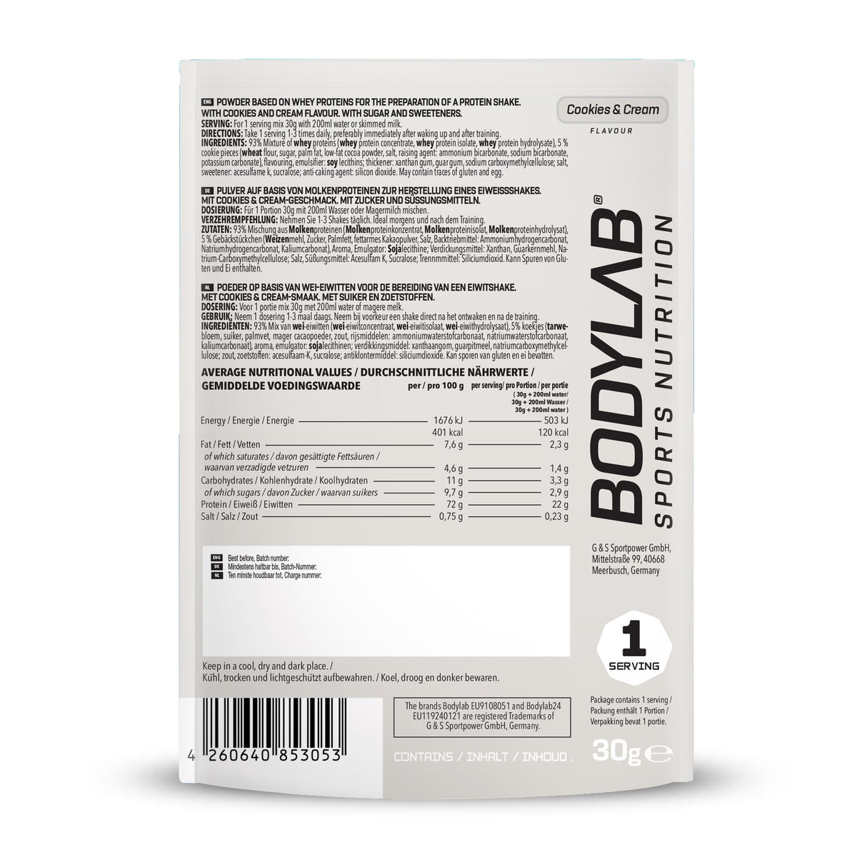 Whey Protein Probierboxen (8 Proben je 30g) Probierbox 1 (8x30g)