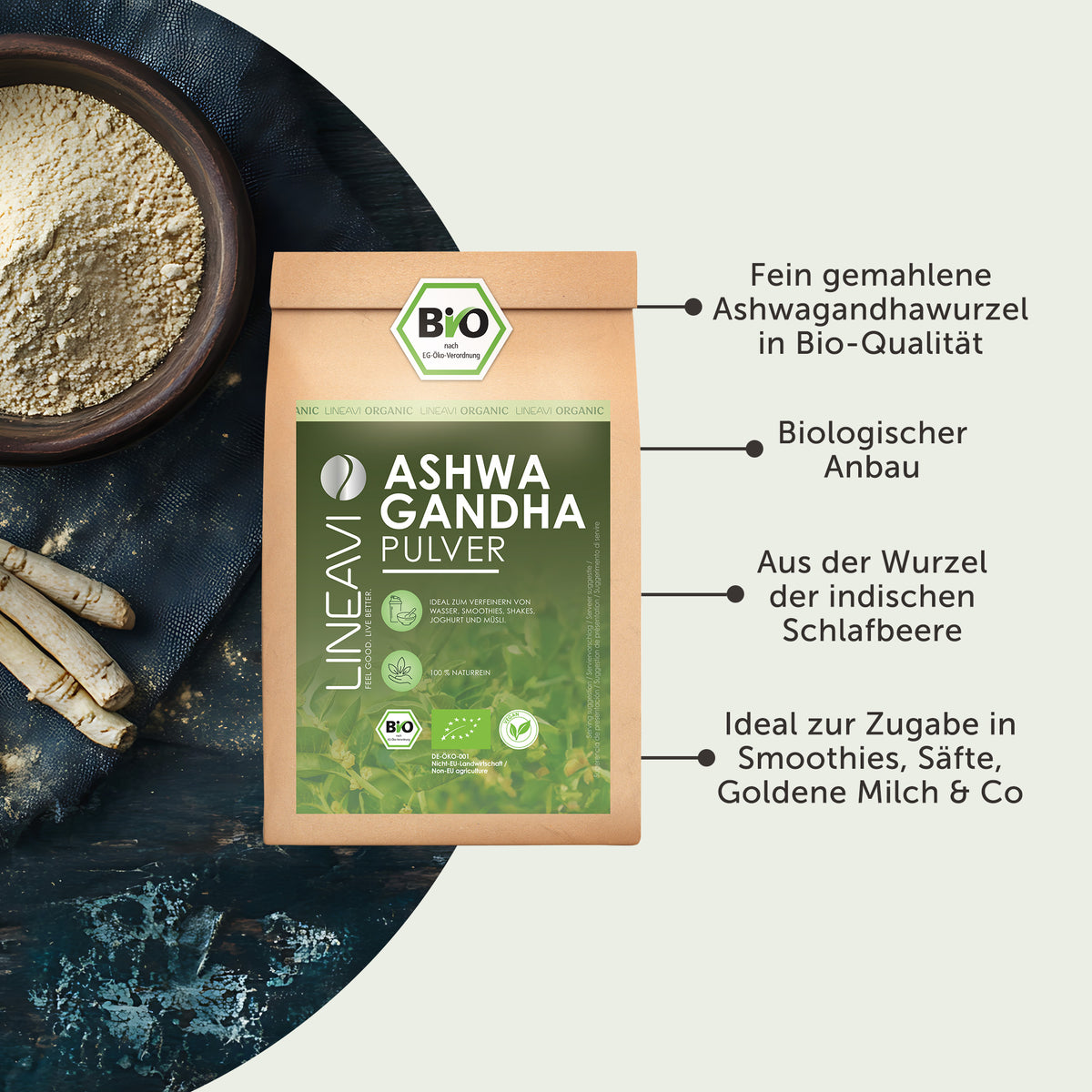 Doppelpack: Bio Ashwagandhapulver (2x1000g)