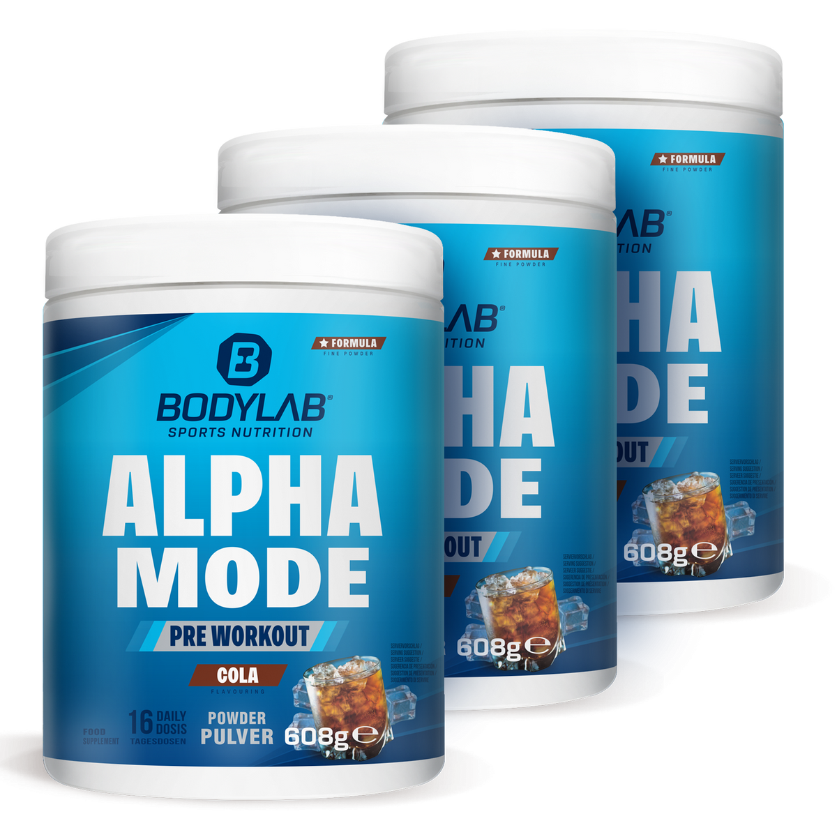 3 x Pre Workout Alpha Mode Cola (je 608g)