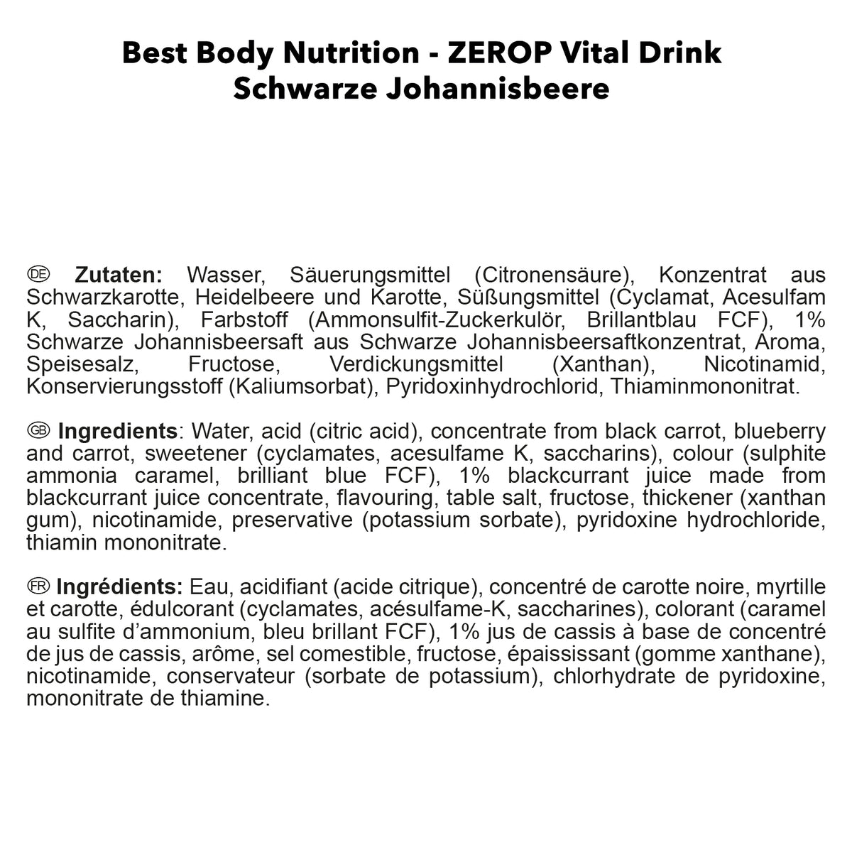 Vital Drink Zerop (1000ml) Schwarze Johannisbeere