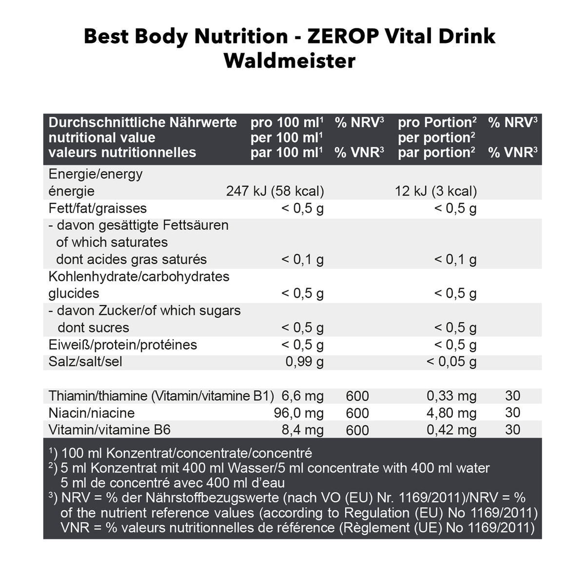 Vital Drink Zerop (1000ml) Waldmeister