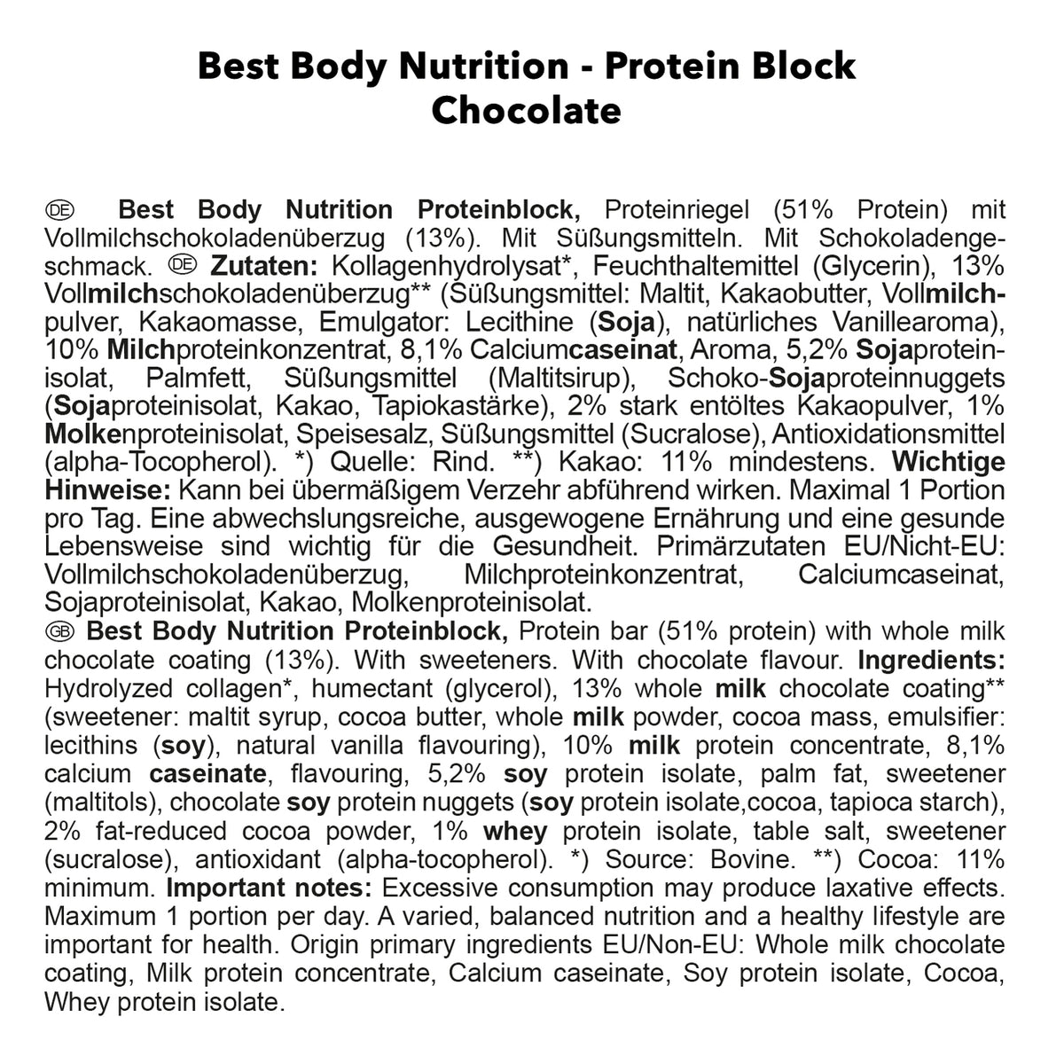 Protein Block (15x90g) Chocolate