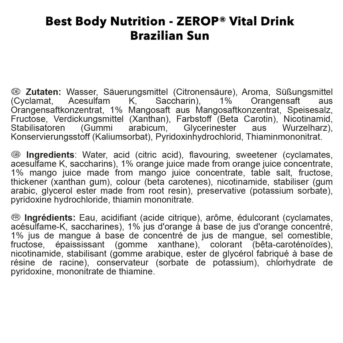 Vital Drink Zerop (1000ml) Brazilian Sun