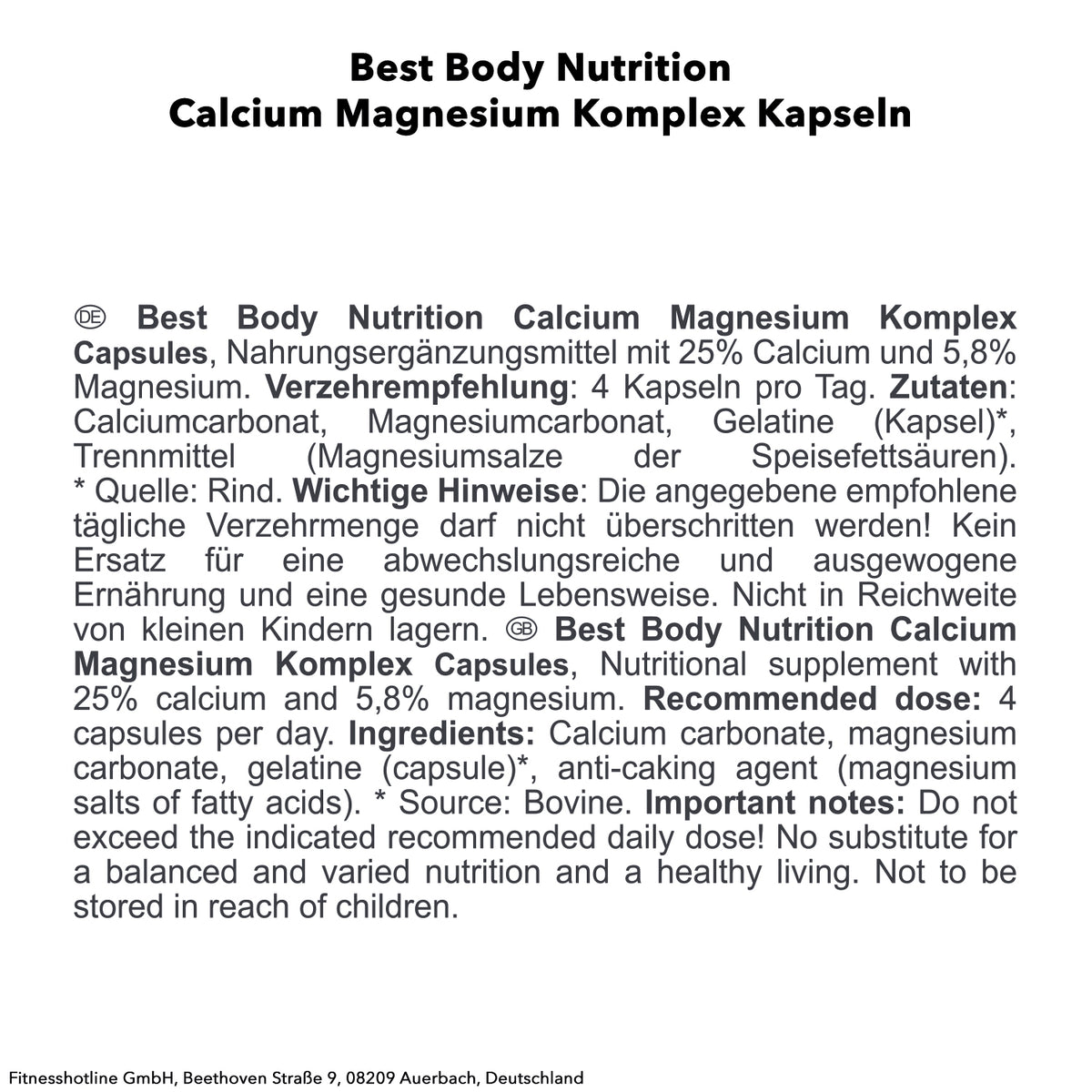 Calcium Magnesium (100 Kapseln)