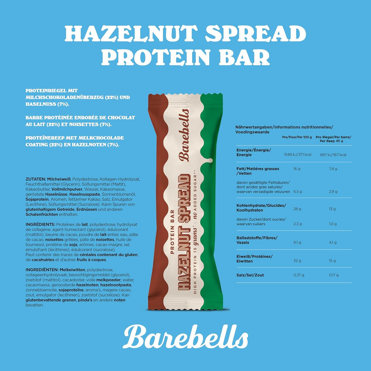 Protein Bar Spread (12x45g) Hazelnut Spread
