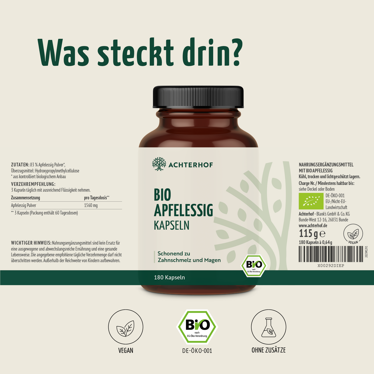 Bio Apfelessig Kapseln (180 Kapseln)