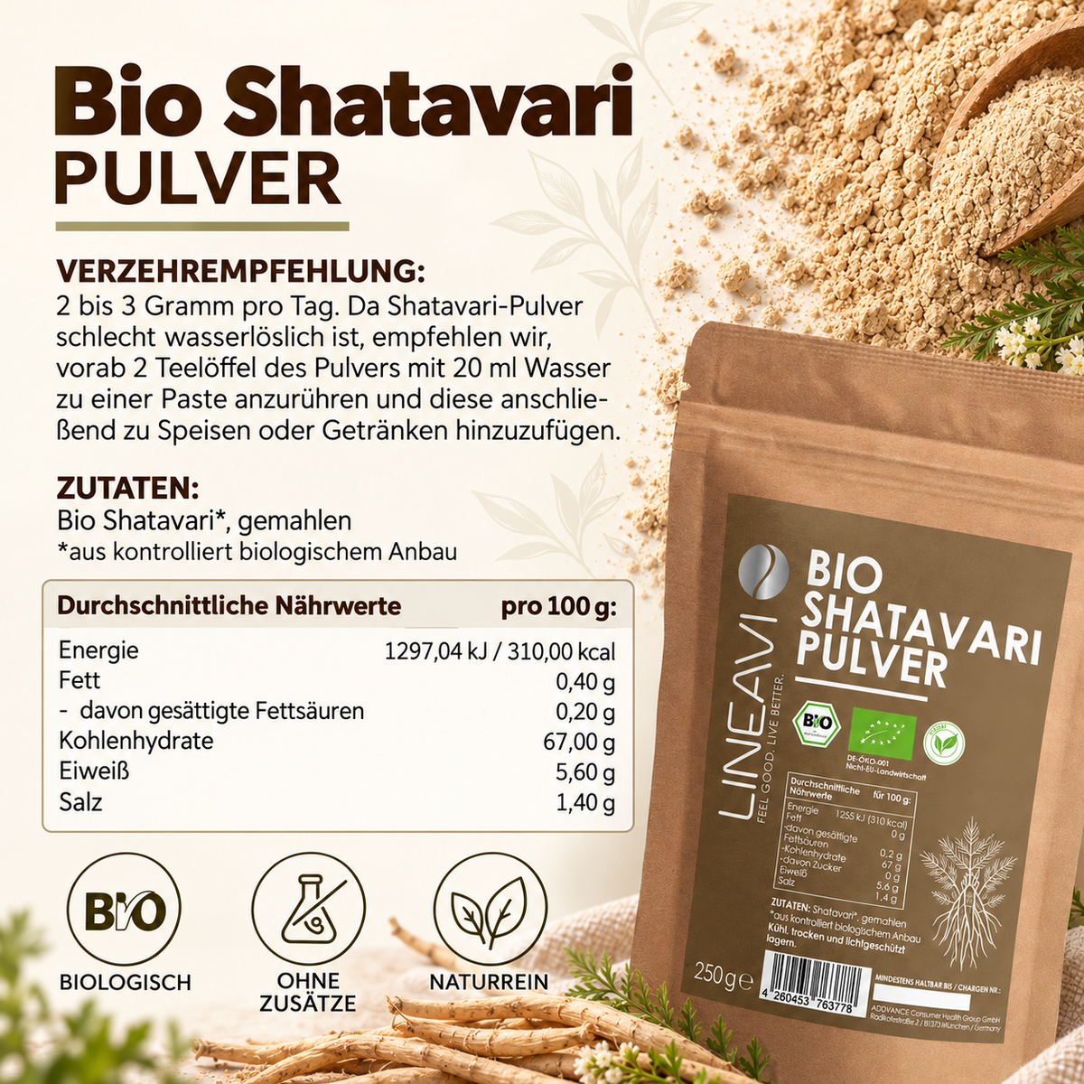 Bio Shatavari Pulver (250g)
