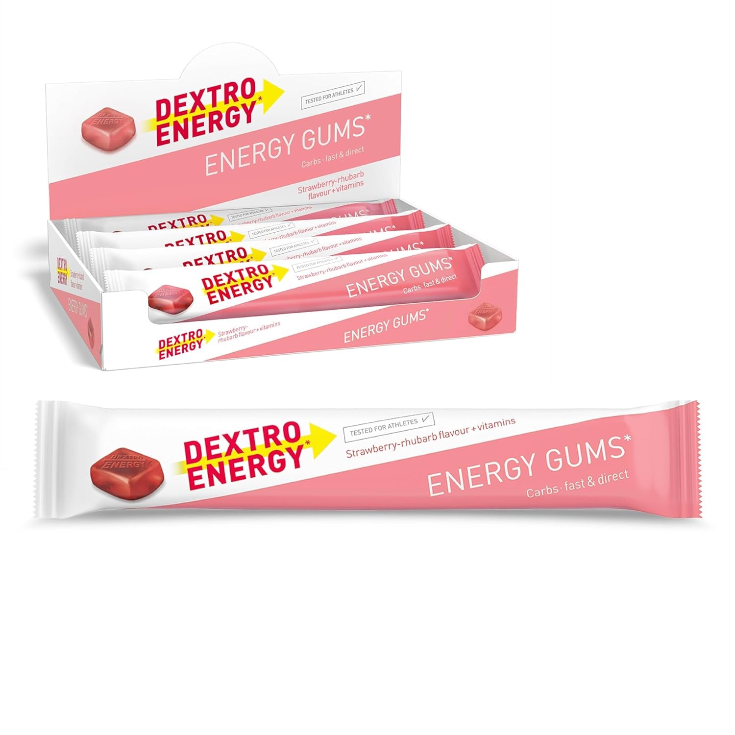 Energy Gums (8x45g) Strawberry-Rhubarb + Vitamine
