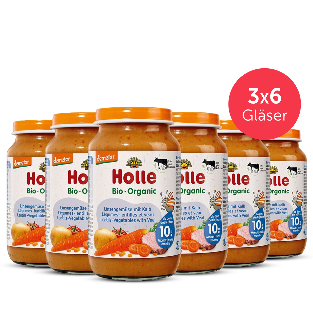 3er Pack Linsengemüse mit Kalb - 6x220g - Demeter ab dem 10. Monat