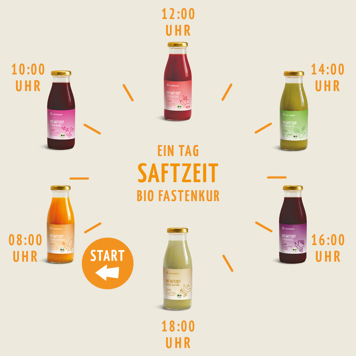 Saftzeit Bio Fastenkur 3 Tage (18 Flaschen)