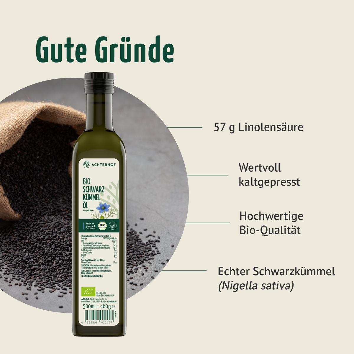 Bio Schwarzkümmelöl (500ml)