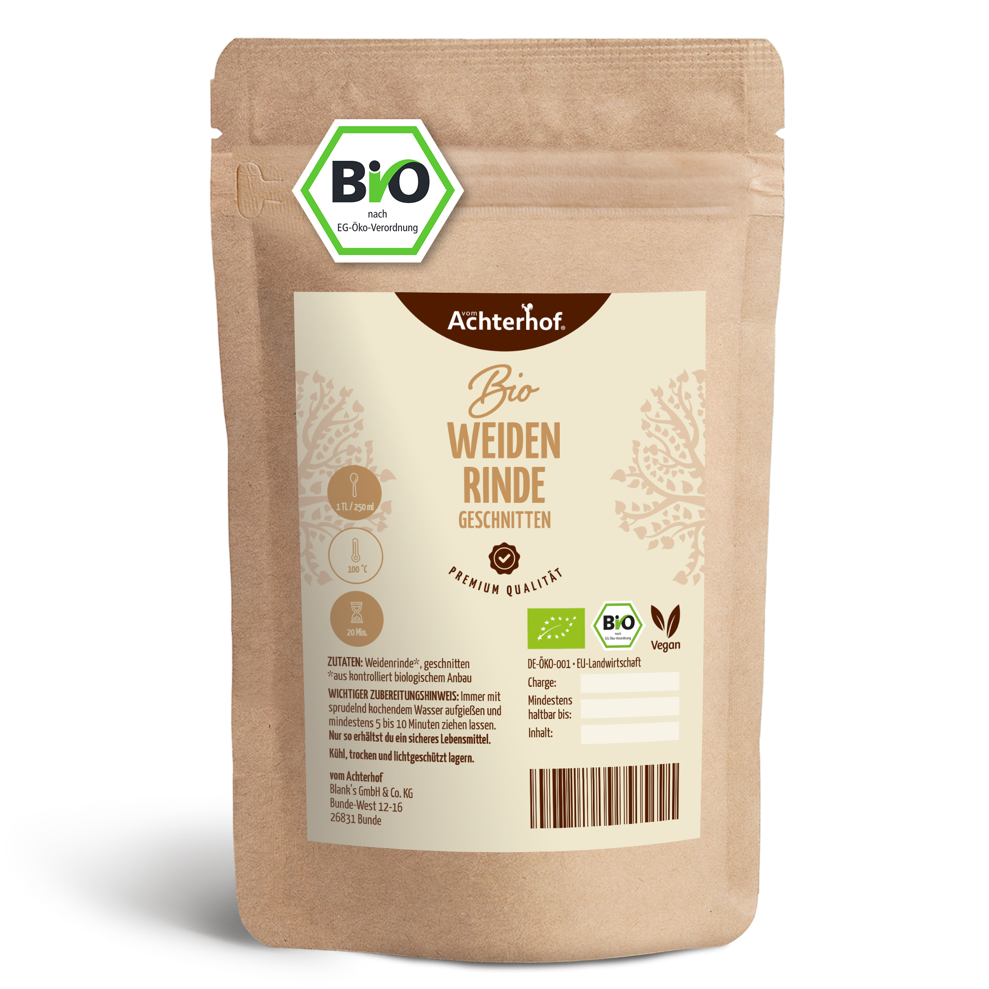 Weidenrinde geschnitten Bio (100g)