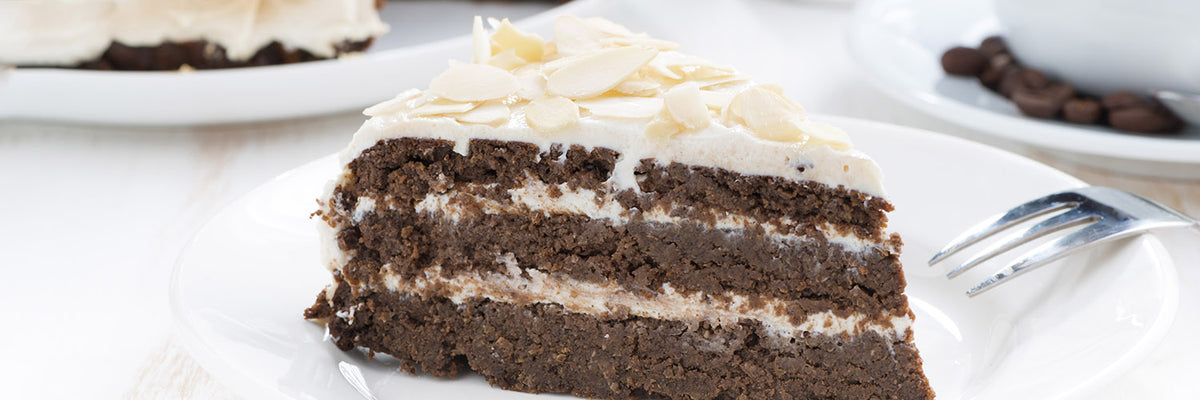 piece of chocolate cake with butter cream