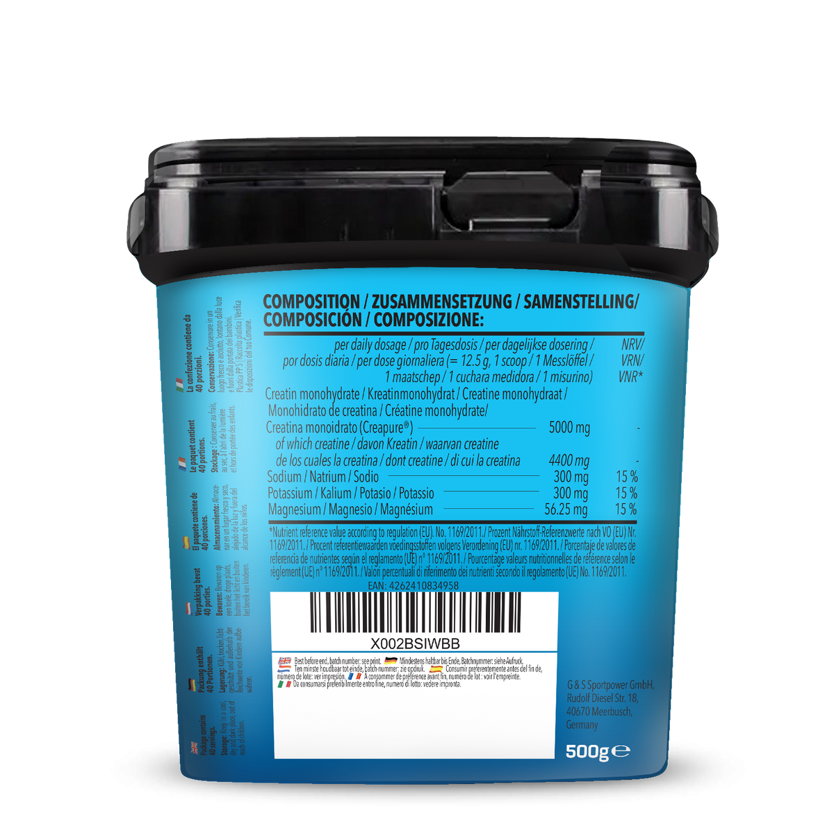 Electrolytes + Creatine Drink (500g) Blaue Himbeere