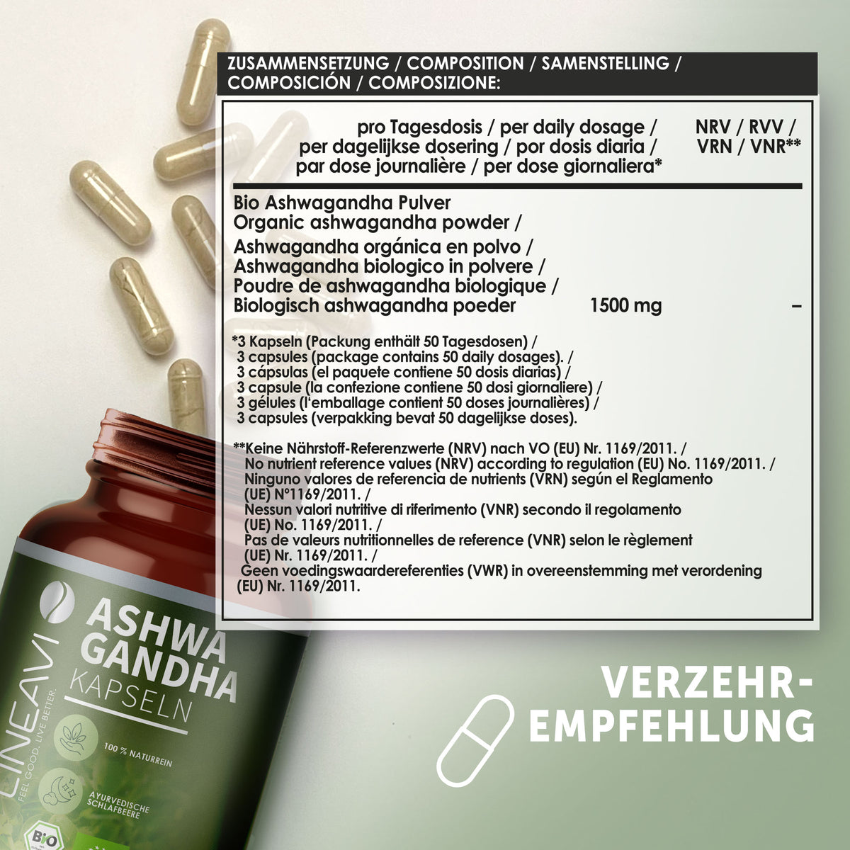 Doppelpack: Bio Ashwagandha Kapseln (2x150 Kapseln)