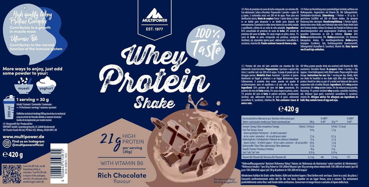 Whey Protein Shake (420g) Chocolate