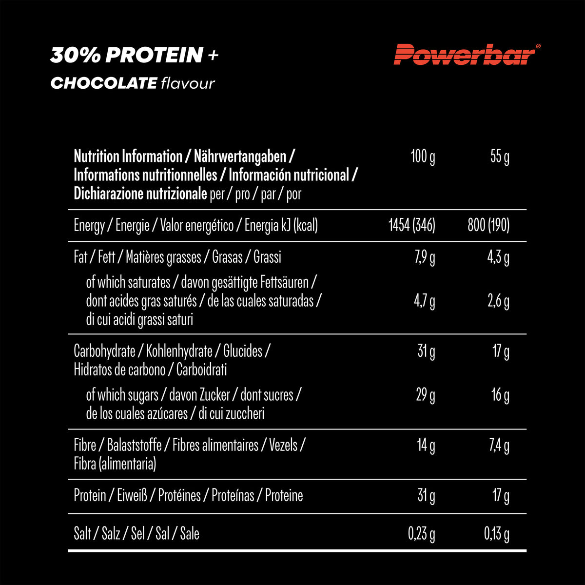 30% Protein+ Bar (15x55g) Chocolate