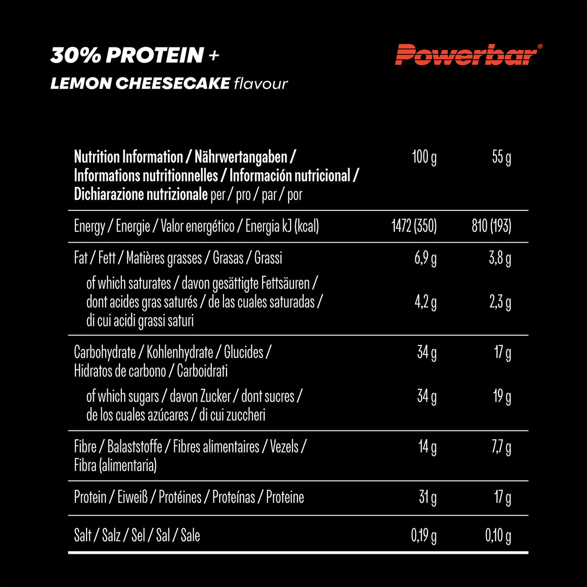 30% Protein+ Bar (15x55g) Lemon Cheesecake