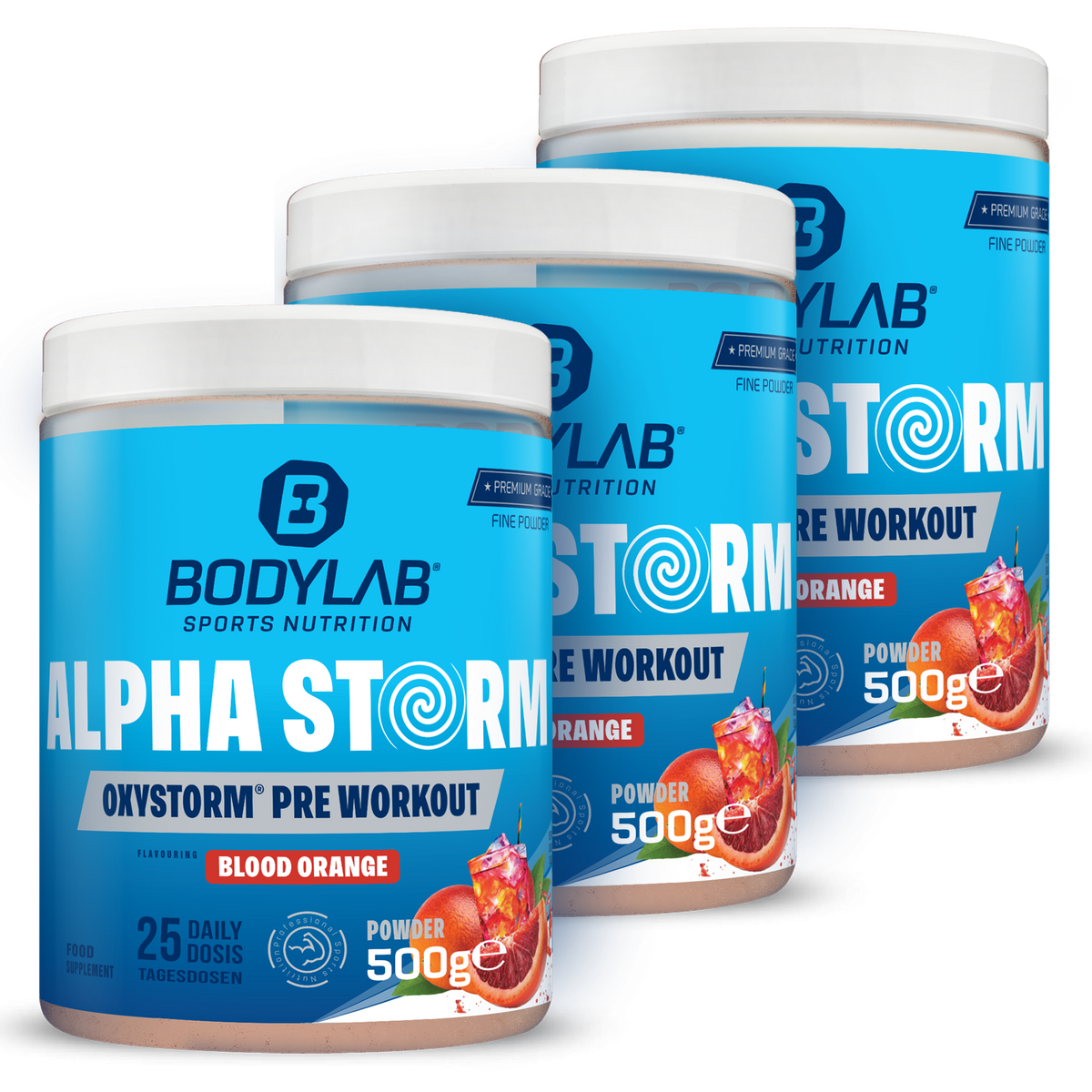 3 x Alpha Storm - OXYSTORM® Pre Workout Blood Orange (je 500g)