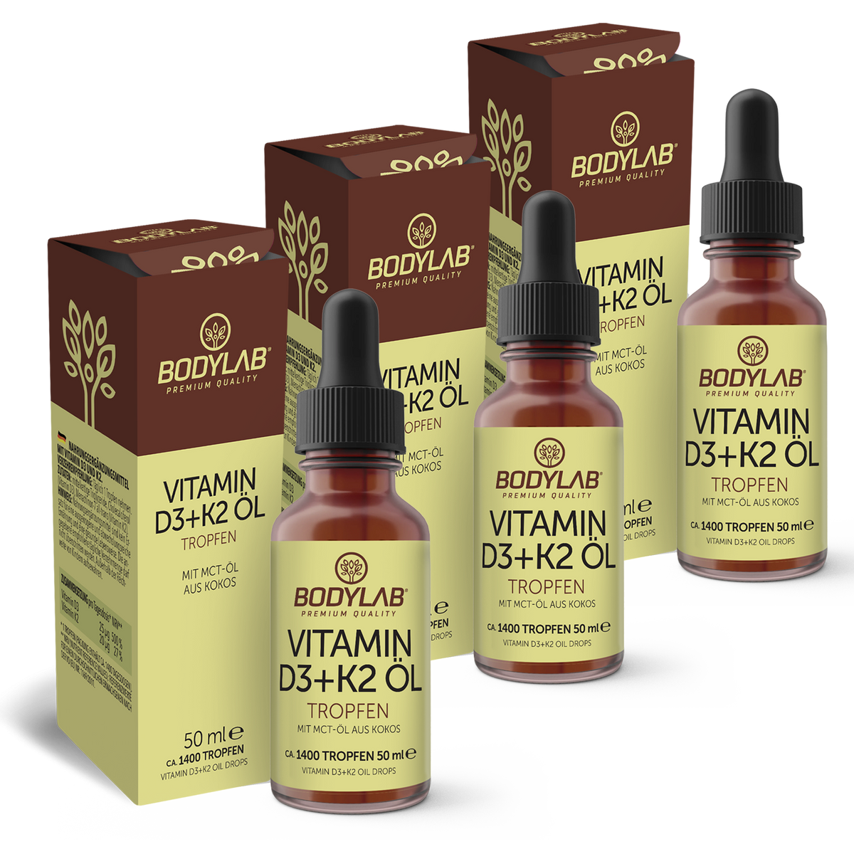 3 x Vitamin D3 + K2 Öl Tropfen (3 x 50ml)