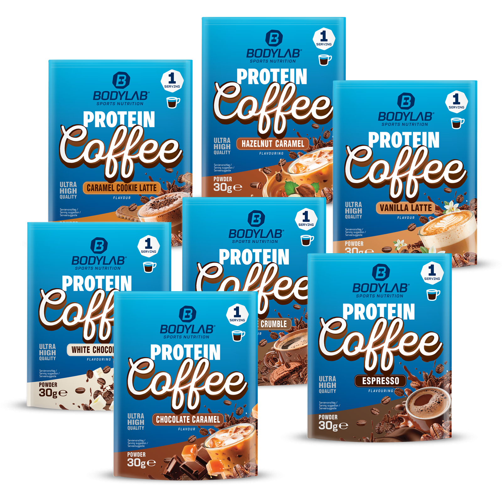 Protein Coffee Probierbox (8 Proben je 30g)