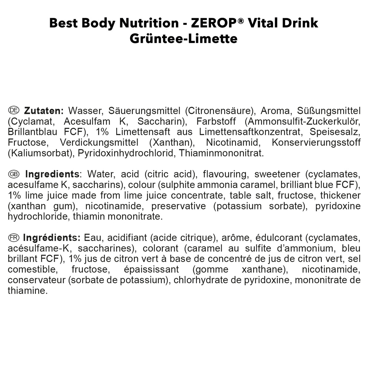 Vital Drink Zerop (1000ml) Grüntee Limette