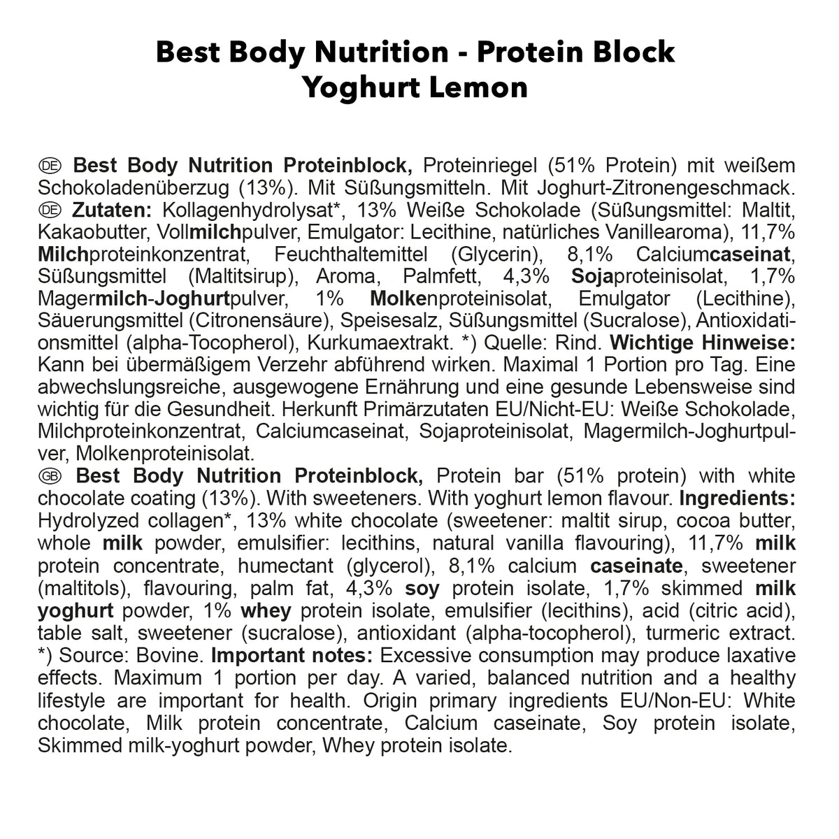 Protein Block (15x90g) Yoghurt Lemon