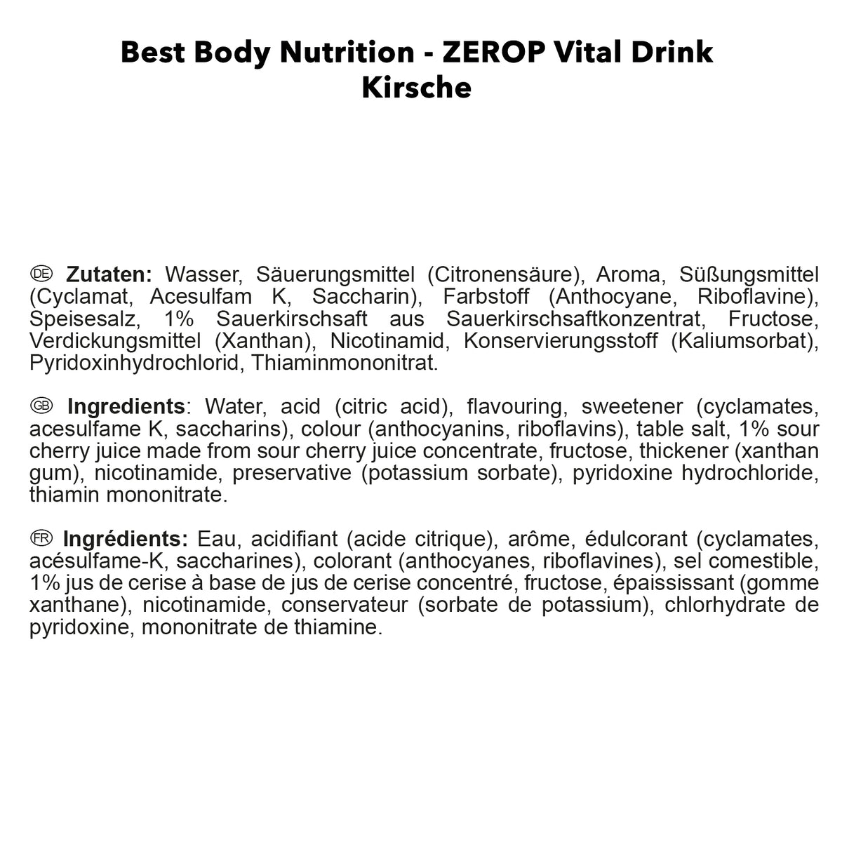 Vital Drink Zerop (1000ml) Kirsche