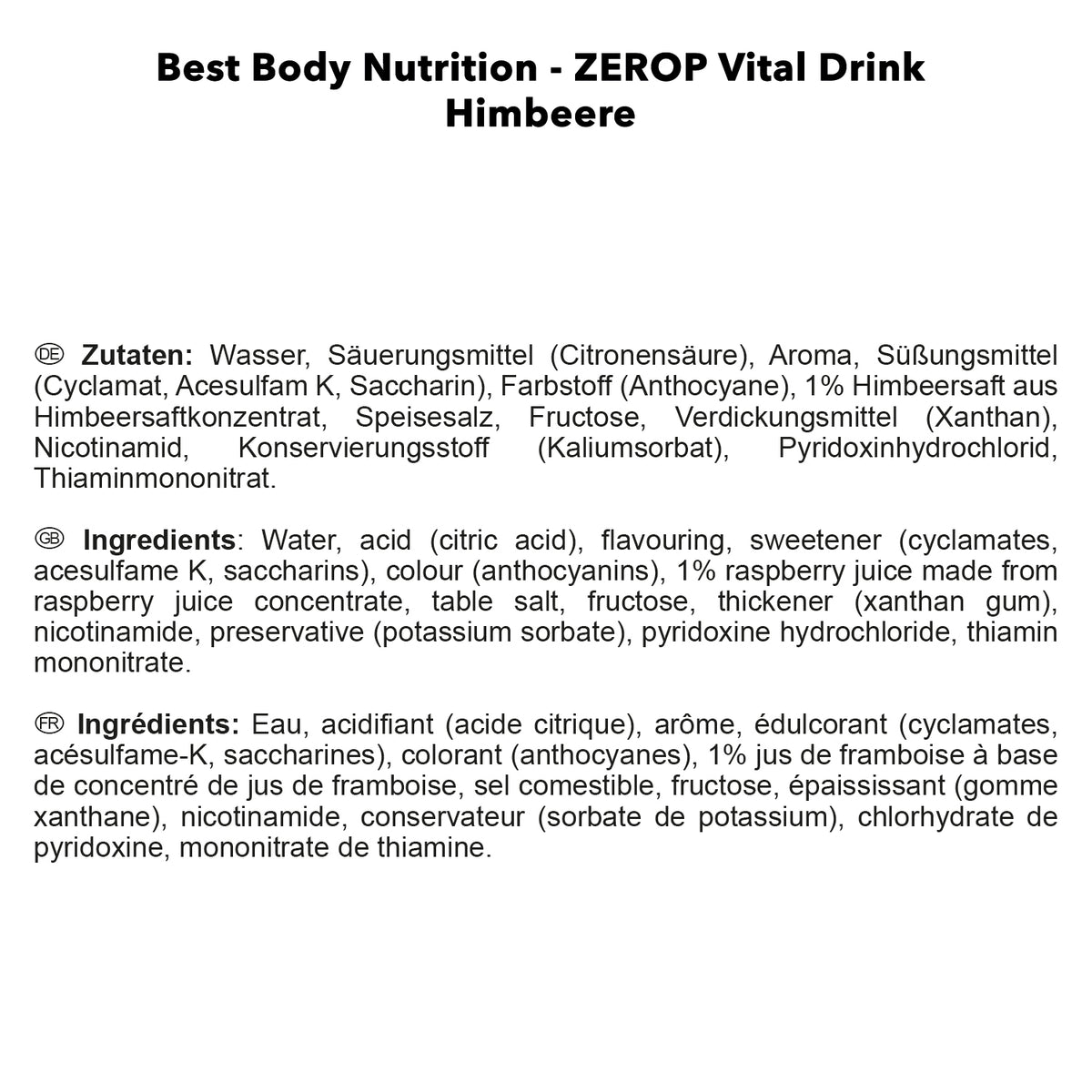 Vital Drink Zerop (1000ml) Himbeere