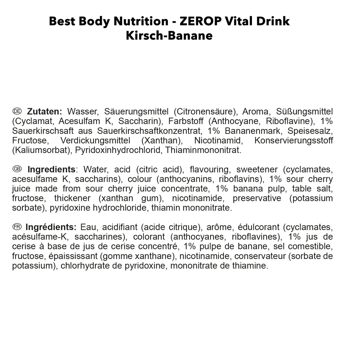 Vital Drink Zerop (1000ml) Kirsch-Banane