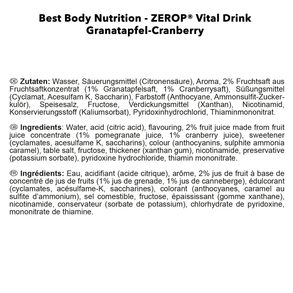Vital Drink Zerop (1000ml) Pomegranate Cranberry