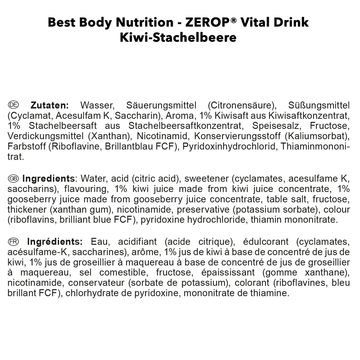Vital Drink Zerop (1000ml) Kiwi Gooseberry