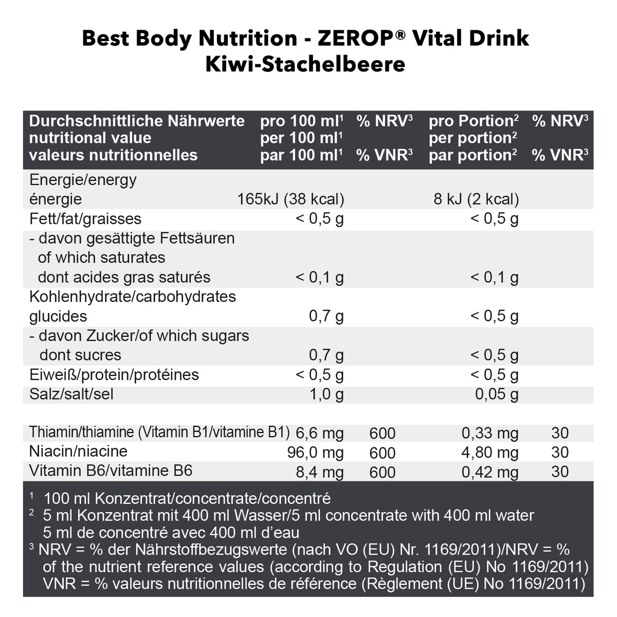 Vital Drink Zerop (1000ml) Kiwi Gooseberry