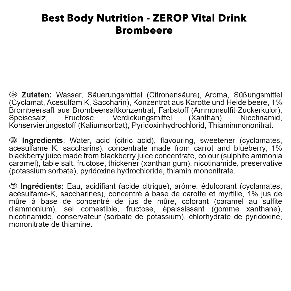 Vital Drink Zerop (1000ml) Blackberry