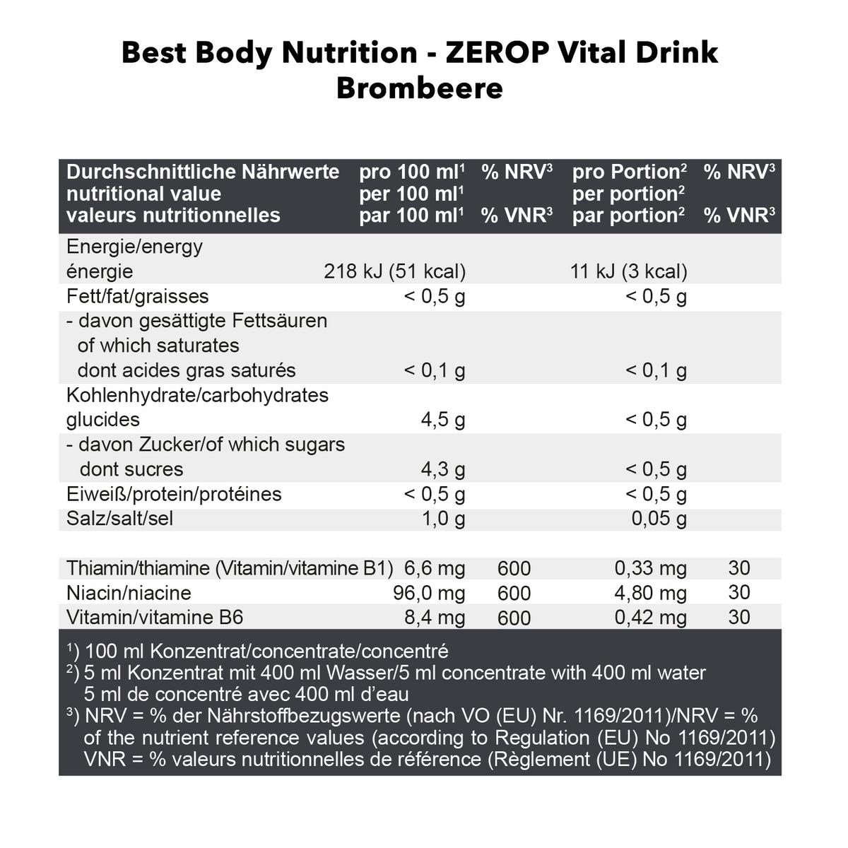 Vital Drink Zerop (1000ml) Blackberry