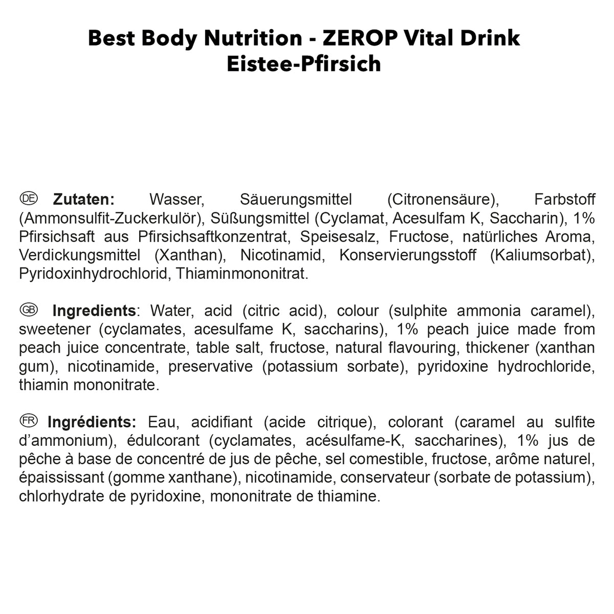 Vital Drink Zerop (1000ml) Eistee Pfirsich