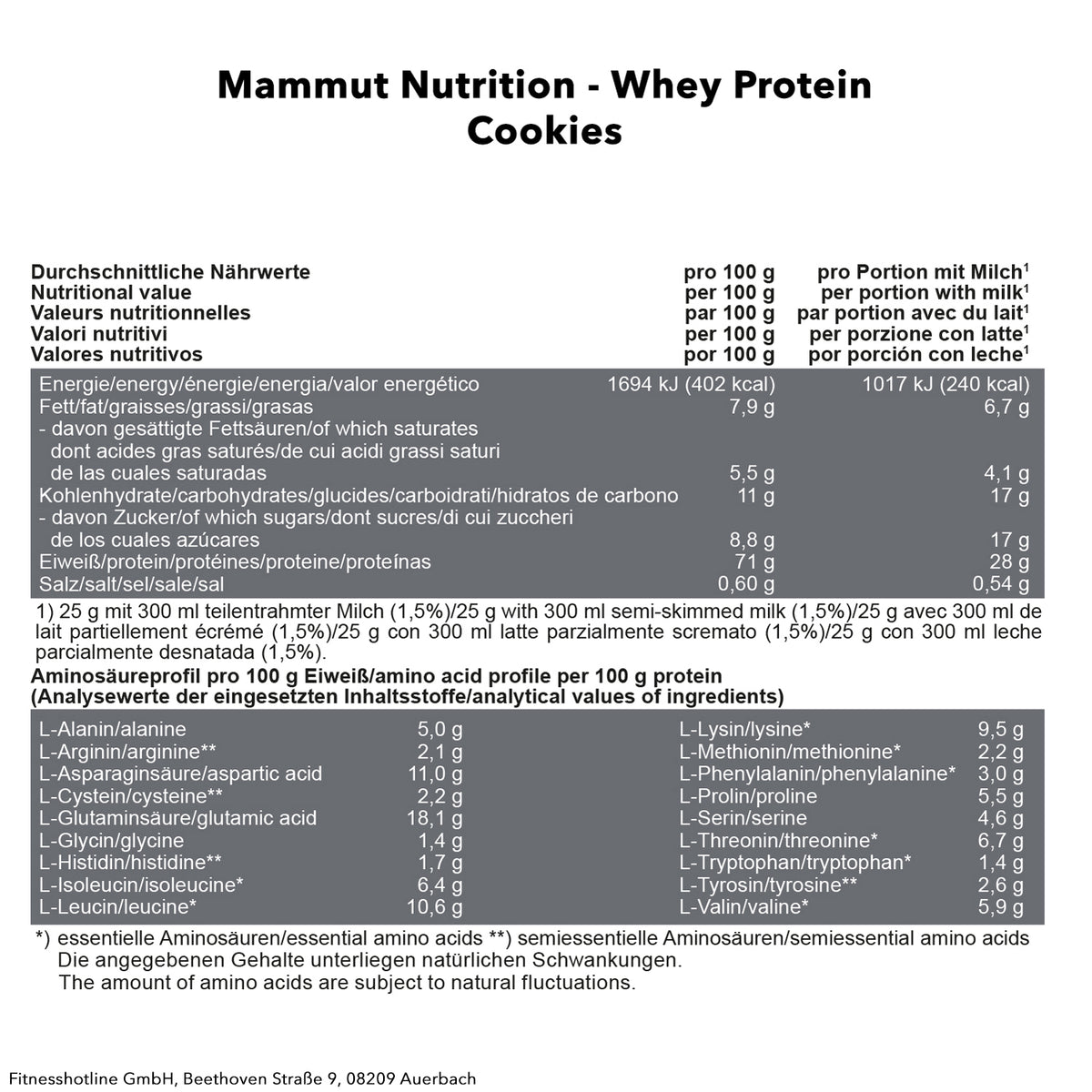 Mammut Whey Protein (1000g) Cookies
