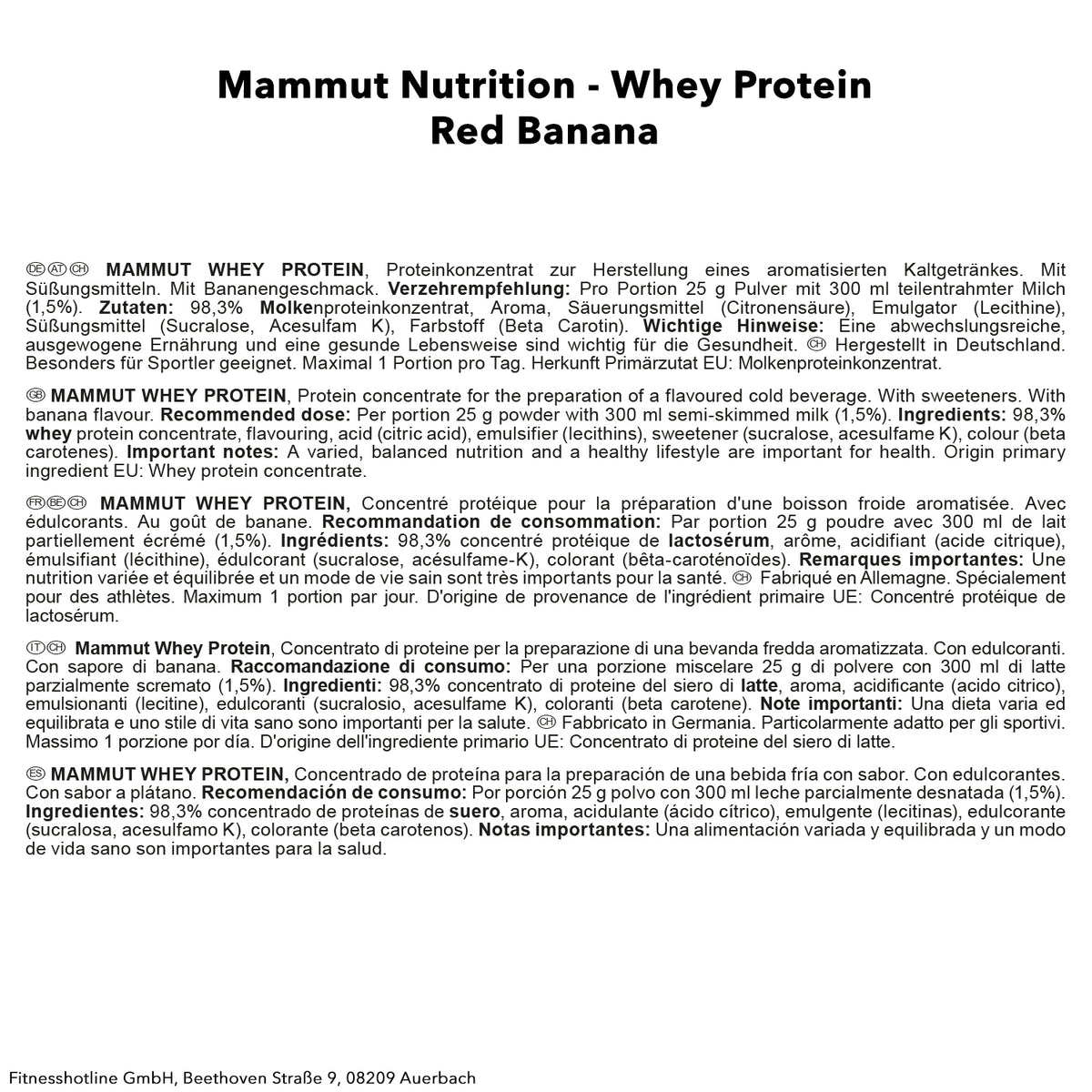Mammut Whey Protein (1000g) Red Banana