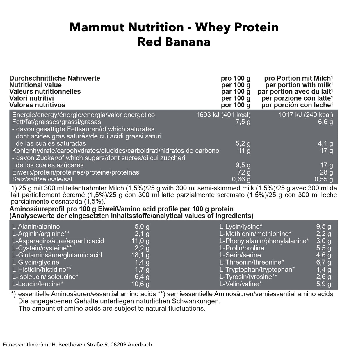 Mammut Whey Protein (1000g) Red Banana