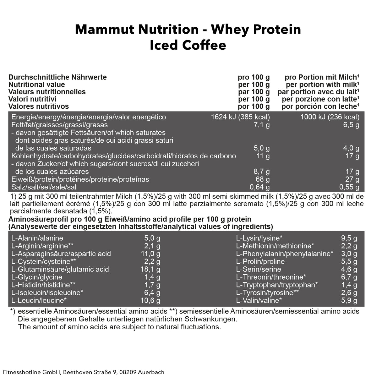 Mammut Whey Protein (1000g) Iced Coffee