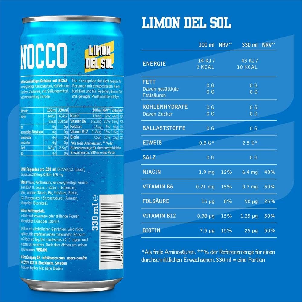 Nocco BCAA (24x330ml) Limon del Sol