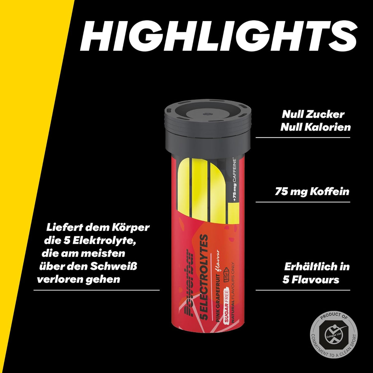 5 Electrolytes Zero Calorie Sports Drink Röhrchen (10 Brausetabletten) Pink Grapefruit mit Koffein