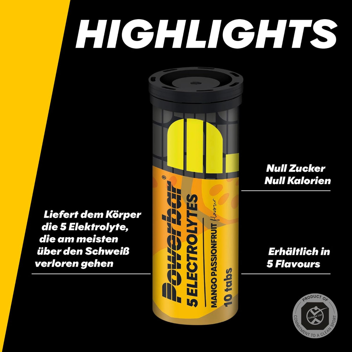 5 Electrolytes Zero Calorie Sports Drink Röhrchen (10 Brausetabletten) Mango-Passionsfrucht