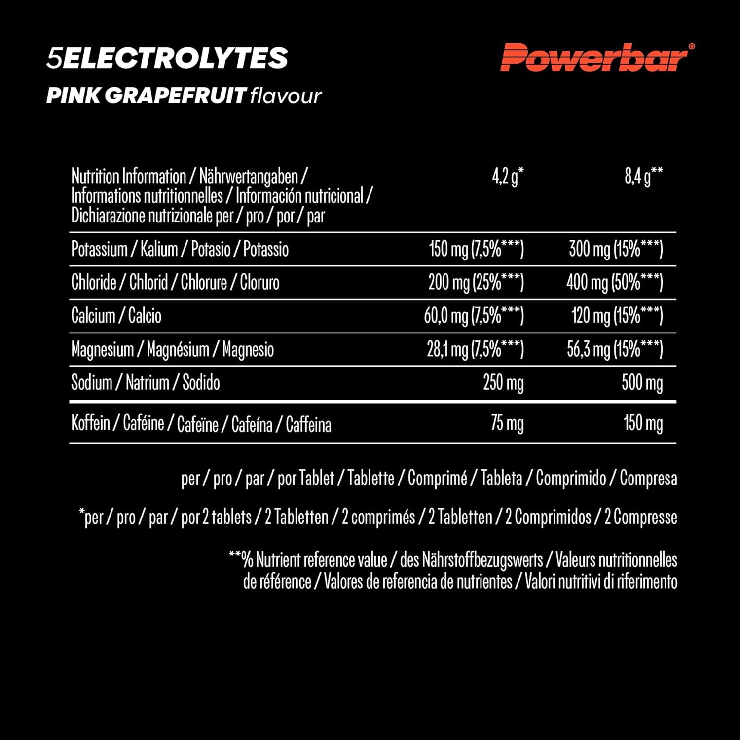 5 Electrolytes Zero Calorie Sports Drink Röhrchen (10 Brausetabletten) Pink Grapefruit mit Koffein