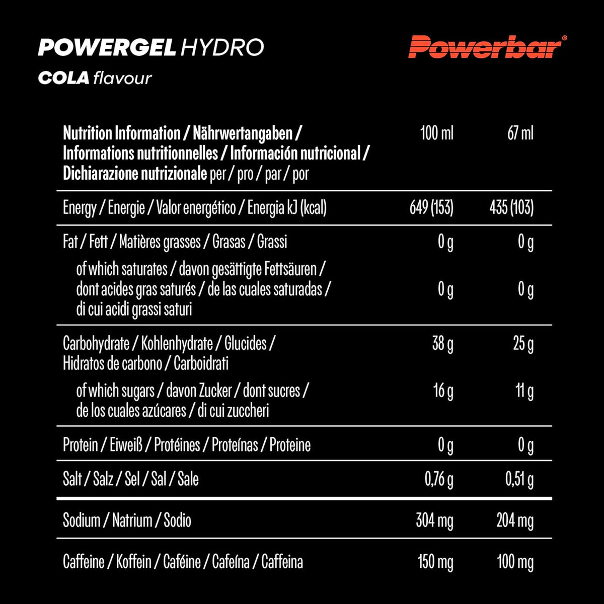 PowerGel Hydro (24x67g) Cola mit Koffein