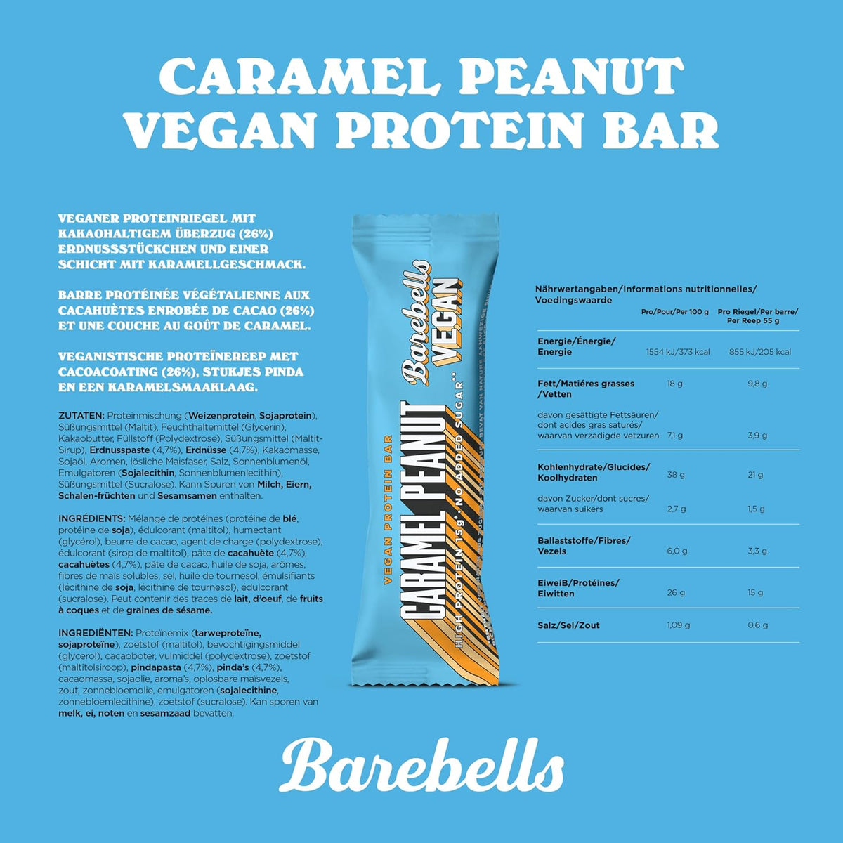 Vegan Protein Bar (12x55g) Vegan Caramel Peanut