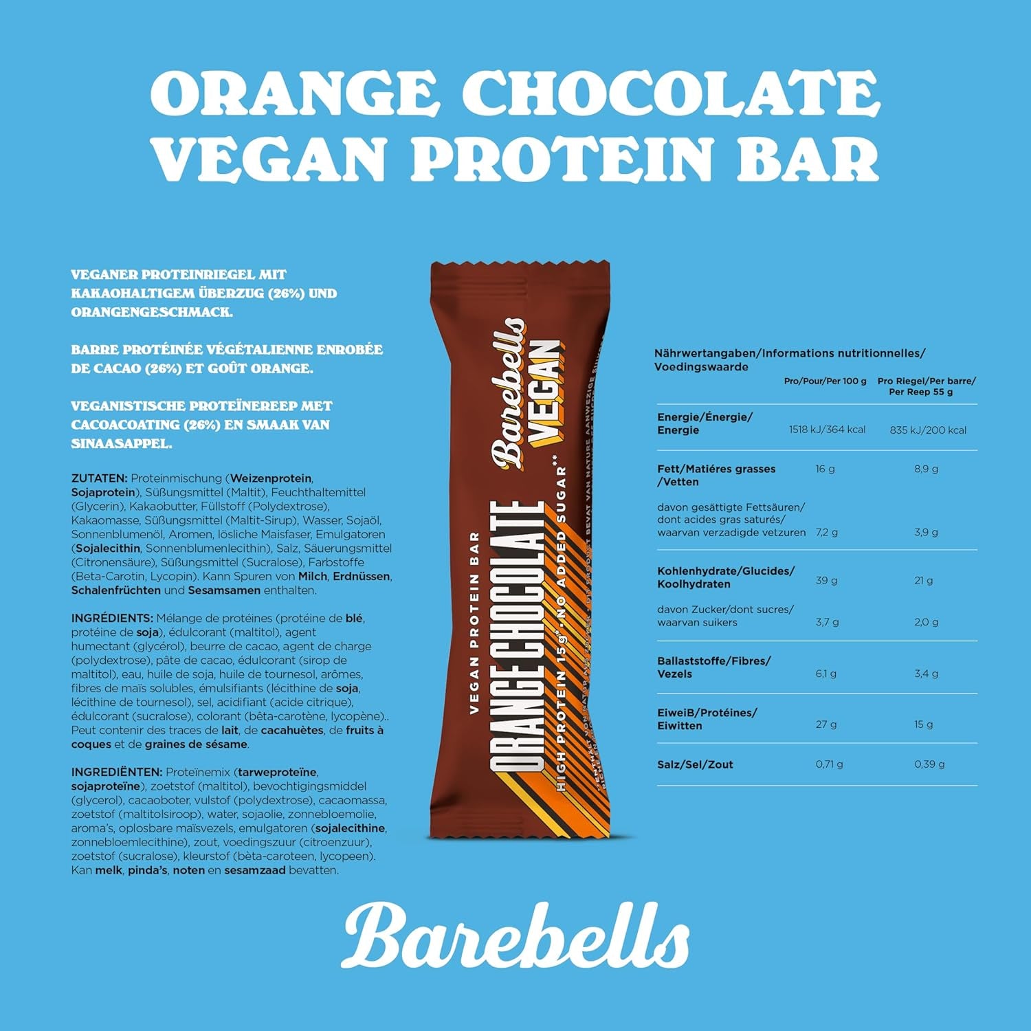 Vegan Protein Bar (12x55g) Orange Chocolate