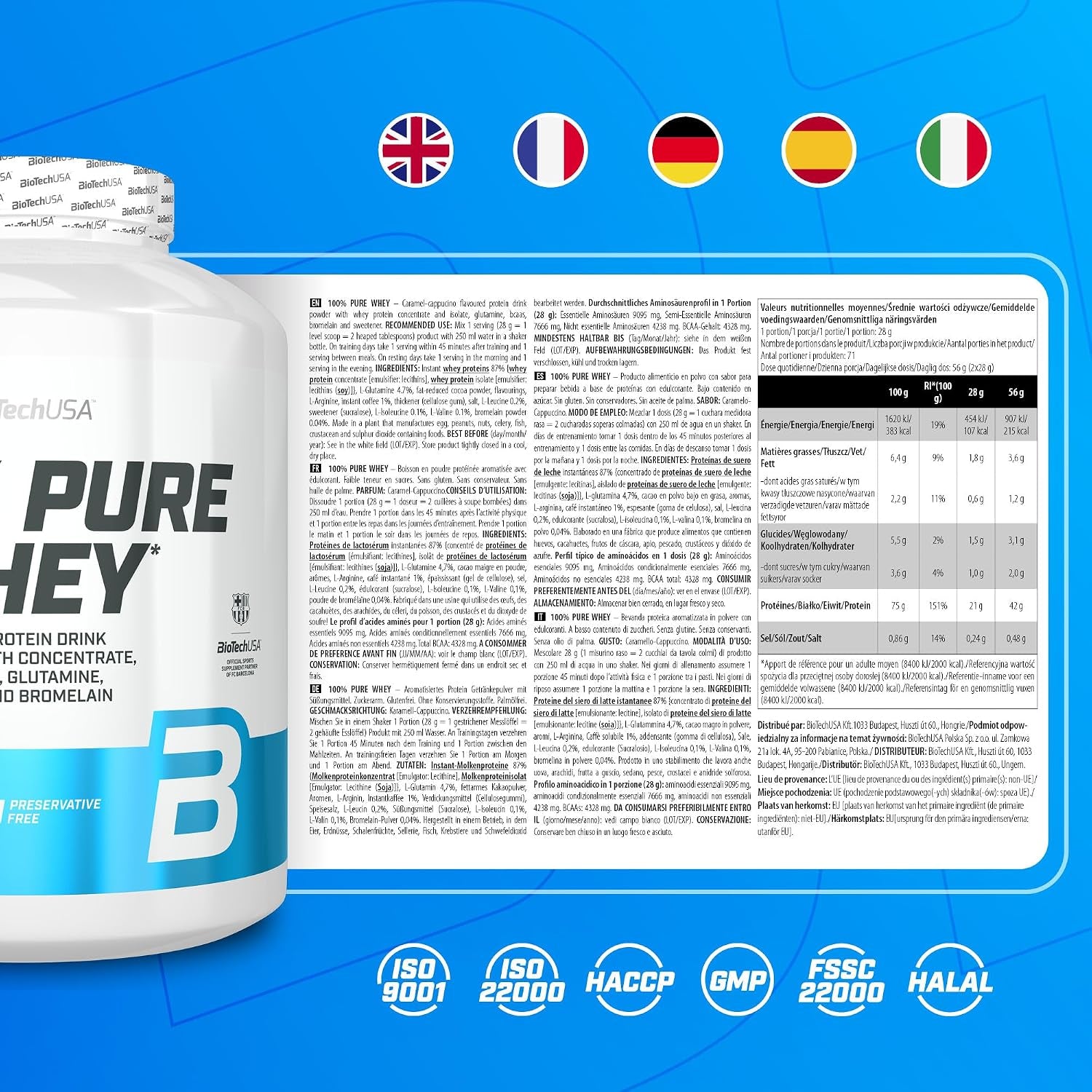 100% Pure Whey (2000g) Karamell-Cappuccino