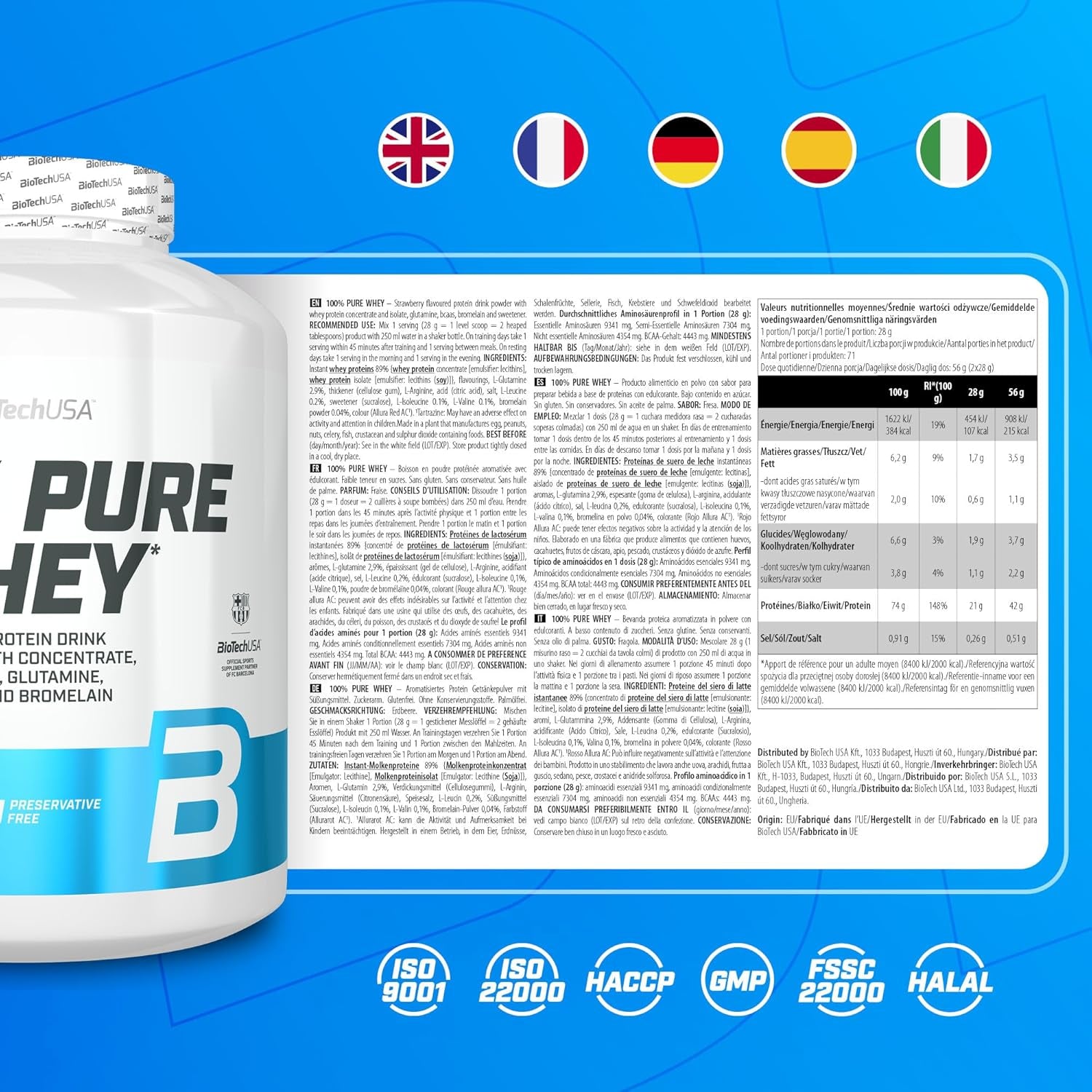 100% Pure Whey (2000g) Erdbeere