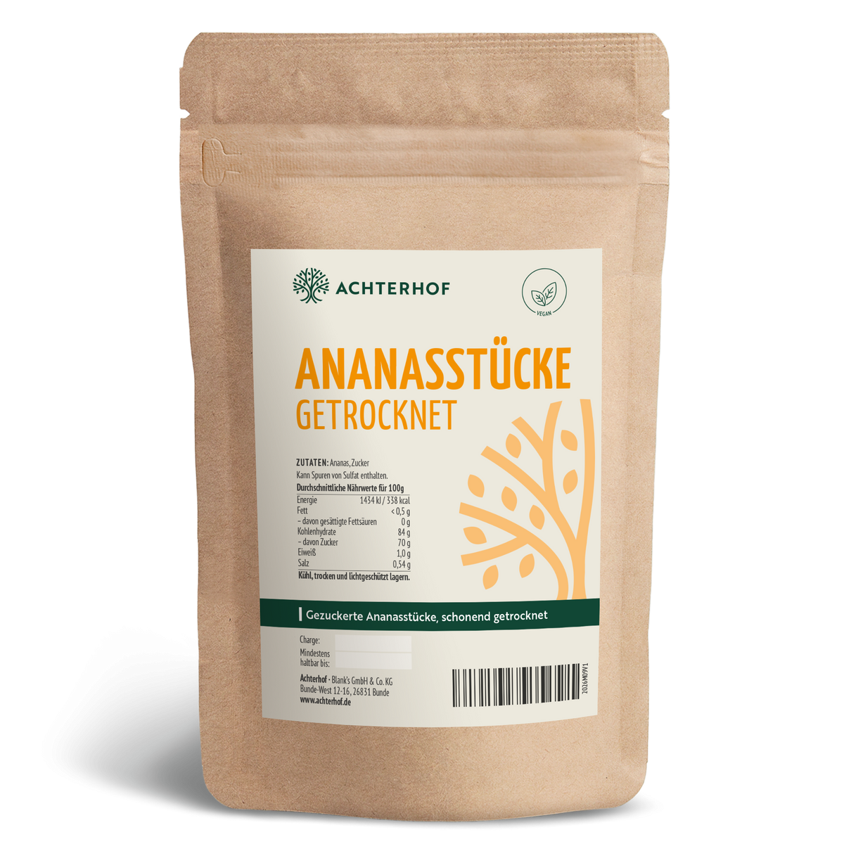 Ananasstücke getrocknet & gezuckert (500g)